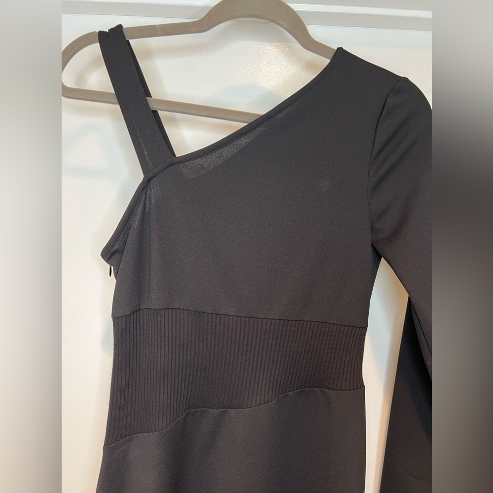 Zara Black Asymmetric Midi Dress Long Sleeve Sleeveless Size S - Picture 6 of 6